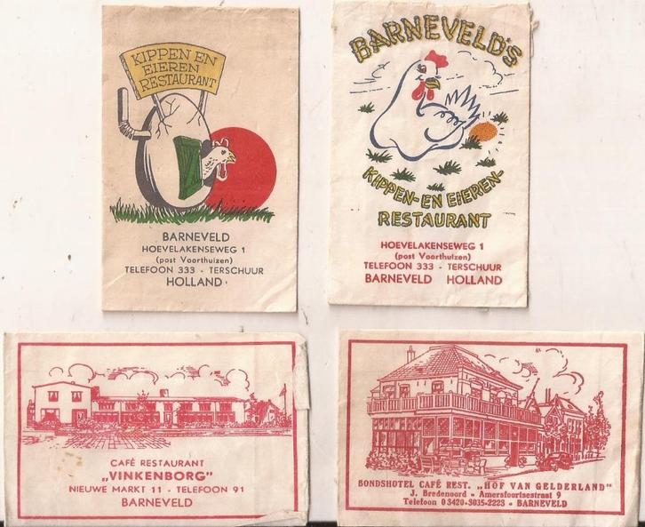 Barneveld 4x Suikerzakjes 50/60er jaren, Verzamelen, Suikerzakjes, Nederland, Ophalen of Verzenden