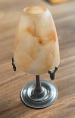 Vintage Tinnen Kaarsenhouder met Glas, Antiek en Kunst, Antiek | Kandelaars, Ophalen of Verzenden, Overige materialen