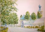 Dwingeloo, Franse huizen. Tekening/Aquarel Joop Bodewes, Ophalen, Voor 1940, Zo goed als nieuw