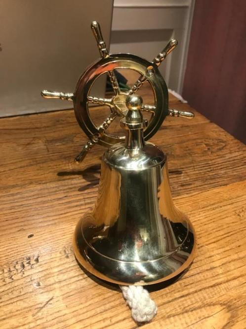 koperen scheepsbel met stuurwielhouder, Antiek en Kunst, Curiosa en Brocante, Ophalen of Verzenden
