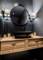 Wastafelmeubel met waskom, spiegel & 2 lades (111cm), Huis en Inrichting, Badkamer | Badkamermeubels, Ophalen, Gebruikt, 100 tot 150 cm