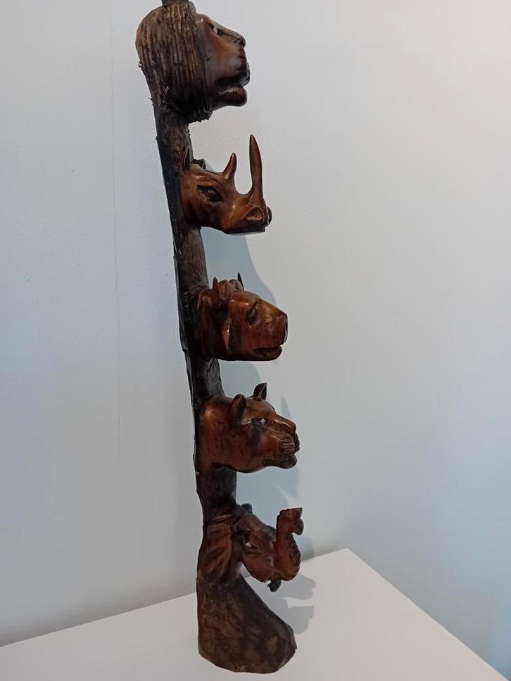 Vintage Houten Beeld: The Big Five - Zuid-Afrika, Antiek en Kunst, Kunst | Beelden en Houtsnijwerken, Ophalen of Verzenden