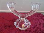 Vintage KANDELAAR voor 2 Kaarsen van Glas ( Bleikristal ), Antiek en Kunst, Ophalen of Verzenden, Glas