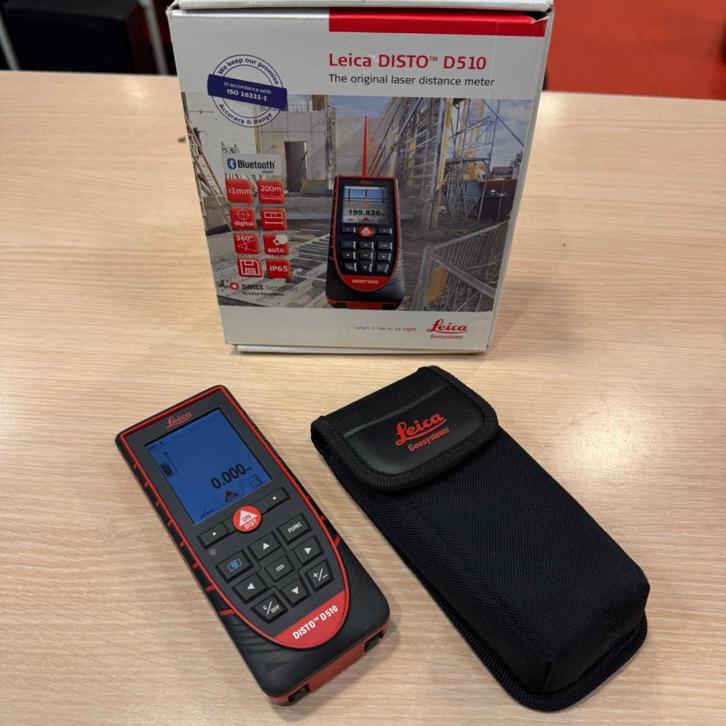 Leica DISTO D510 200m Afstandsmeter in nette staat in doos, Doe-het-zelf en Verbouw, Meetapparatuur, Zo goed als nieuw