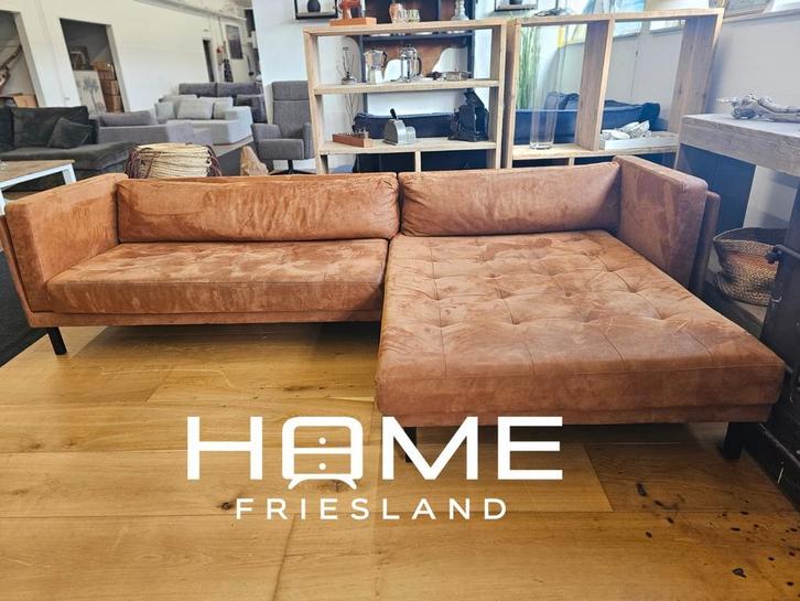 Hoekbankn - Cognac - Microvezel, Huis en Inrichting, Banken | Voetenbanken en Poefen, Zo goed als nieuw, 125 cm of meer, 125 cm of meer