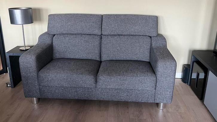 Bankstel 3 en 2,5 zits stof grijs antraciet, Huis en Inrichting, Banken | Bankstellen, Zo goed als nieuw, Rechte bank, 150 tot 200 cm