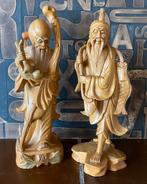 Twee houten Aziatische beeldjes, Antiek en Kunst, Ophalen of Verzenden