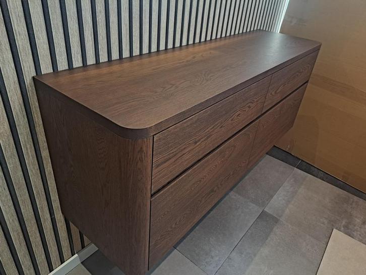 Son 160cm! Massief Eiken Houten badmeubel met ronde hoeken!, Huis en Inrichting, Badkamer | Badkamermeubels, Nieuw, Wastafelkast