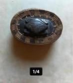 Sier doosje uit Indonesië bruin riet Br17 H7cm, Ophalen of Verzenden, Zo goed als nieuw, Ovaal, Riet