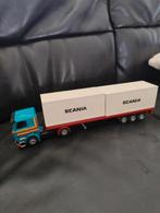 👉 Tekno Scania met twee containers 1/50, Hobby en Vrije tijd, Modelauto's | 1:50, Ophalen of Verzenden, Zo goed als nieuw, Bus of Vrachtwagen