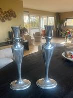 Zilverkleurige kandelaars - set van twee en set van 3, Ophalen, Zo goed als nieuw, Metaal, Grijs