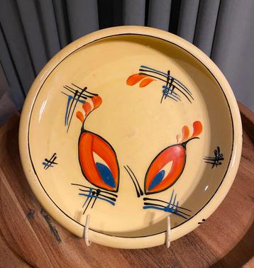 Vintage handbeschilderde ketamische schaal doorsnede: 25 cm  beschikbaar voor biedingen