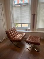 Barcelona Fauteuil met Voetenbank, Huis en Inrichting, Fauteuils, Ophalen, Gebruikt, Leer, 75 tot 100 cm