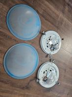2x plafondlampen lichtblauw, Ophalen, Zo goed als nieuw, Glas, Modern