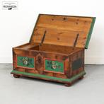 Antieke beschilderde brocante rustieke bruidskist / kist, Ophalen, Gebruikt, 50 tot 100 cm, 75 tot 100 cm