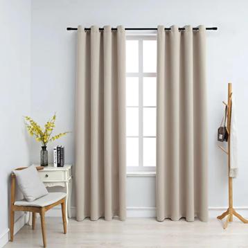 Gordijn verduisterend met metalen ringen 2 st 140x245 cm beschikbaar voor biedingen