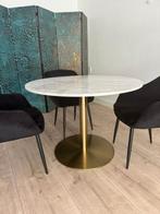 Marmeren ronde tafel met gouden onderstel, Huis en Inrichting, Tafels | Eettafels, Ophalen, Rond, Zo goed als nieuw, 100 tot 150 cm