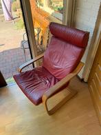 Ikea POÄNG stoel fauteuil leer rood 2 stuks, Ophalen, Gebruikt, 50 tot 75 cm, Leer