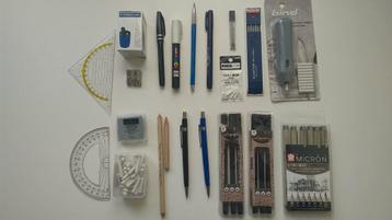 Diverse tekenmaterialen – nieuw en gebruikt! beschikbaar voor biedingen