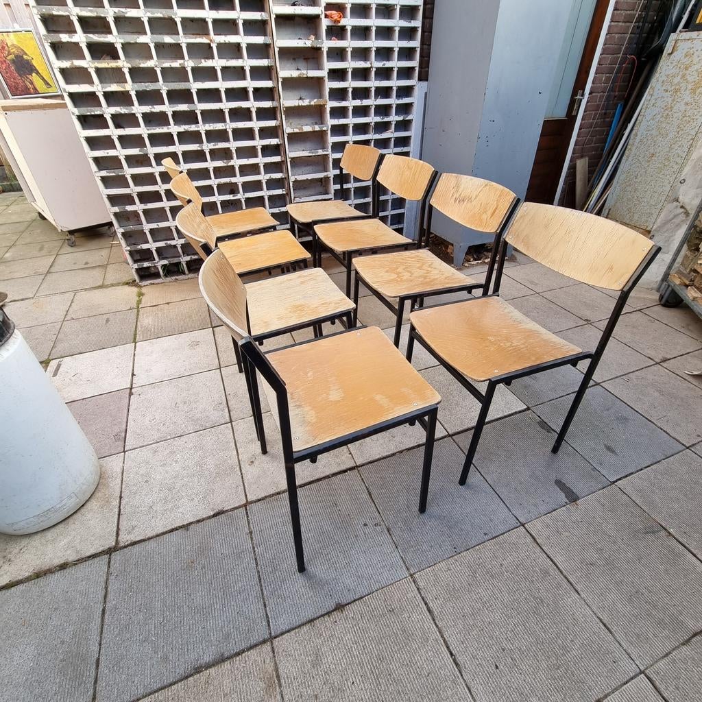 Gijs van der Sluis stoelen 4 of 8 stuks stapelstoelen, Ophalen, Gebruikt, Vijf, Zes of meer stoelen