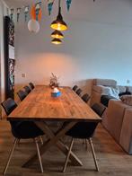 Jysk Gribskov eikenhouten tafel X-poten met verlengblad, Ophalen, 200 cm of meer, 50 tot 100 cm, Zo goed als nieuw