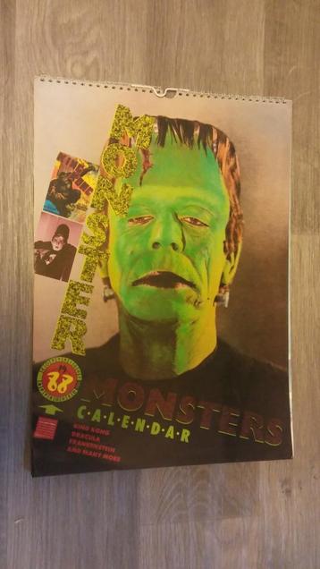 Monsters 1988 Dracula Frankenstein vintage kalender beschikbaar voor biedingen