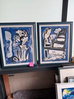 Rein Dool - Twee Litho's - Abstract - Blauw/Wit, Ophalen of Verzenden