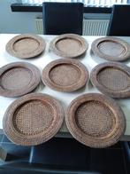 8 vintage ronde rotan placemats, Huis en Inrichting, Woonaccessoires | Onderzetters, Ophalen of Verzenden, Zo goed als nieuw, Bord