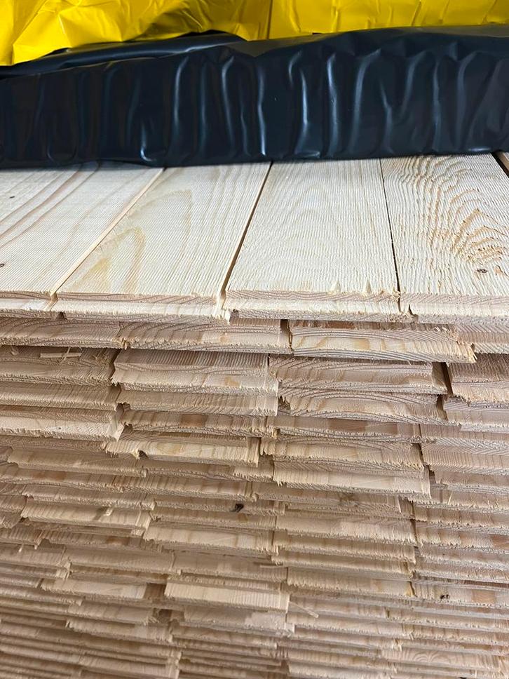 Vuren schroot 4 zijdige veer en groef voor dak en wanden, Doe-het-zelf en Verbouw, Hout en Planken, Nieuw, Plank, Vuren, 300 cm of meer