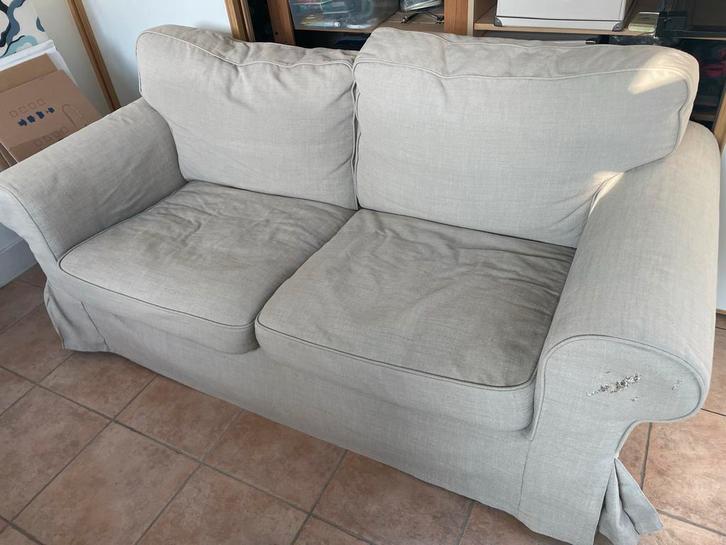 IKEA Ektorp 2-zitsbank - Hakebo grijs, Huis en Inrichting, Banken | Bankstellen, Gebruikt, Rechte bank, Tweepersoons, 150 tot 200 cm