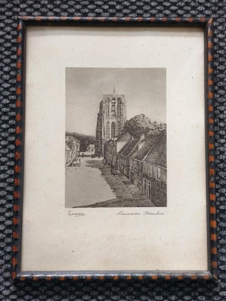 oude ingelijste prent Oldenhave Leeuwarden - Aldehou, Antiek en Kunst, Kunst | Litho's en Zeefdrukken, Ophalen of Verzenden