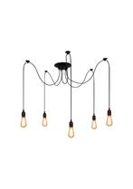 Hanglamp - 5 fittingen - Zwart - Industrieël, Ophalen of Verzenden, Nieuw, Metaal