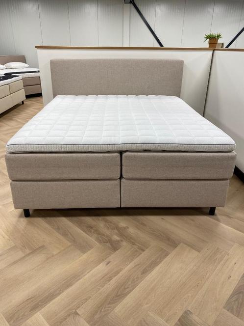 LUXE BOXSPRING 180 x 200 BEIGE GEVEERDE ONDERBOXEN, Huis en Inrichting, Slaapkamer | Boxsprings, Nieuw, 180 cm, 200 cm, Tweepersoons