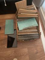 Vintage tegels jaren 30 - zwart, blauw/turquoise, Ophalen, Gebruikt, Minder dan 20 cm, 20 tot 40 cm