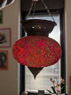 Prachtige oranje/rode 1001 nacht Turkse mozaïek hanglamp, Ophalen, Gebruikt, Glas, Minder dan 50 cm