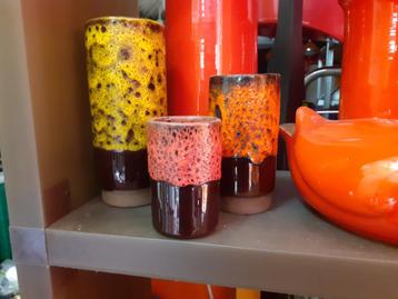 set van 3 lava vazen vaas keramiek jaren 70 design retro beschikbaar voor biedingen