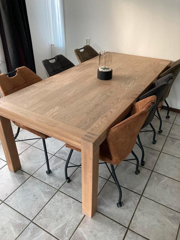 Eiken eettafel (210x100cm), Huis en Inrichting, Tafels | Eettafels, Zo goed als nieuw, 50 tot 100 cm, 200 cm of meer, Vijf personen of meer