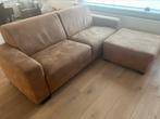 Bank met hocker cognac, Ophalen, Gebruikt, Leer