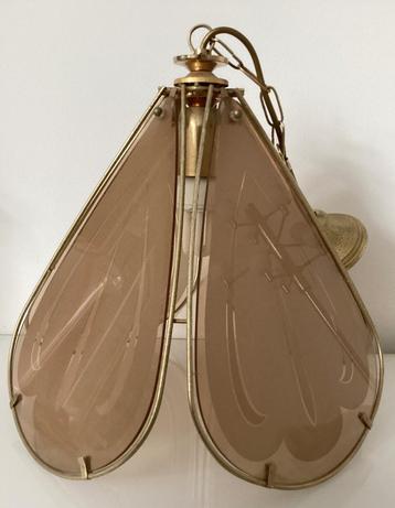 Vintage retro Hollywood Regency hang lamp jr 70 rookglas beschikbaar voor biedingen