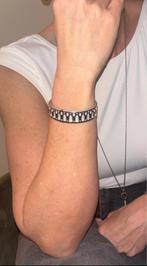 Les georgettes zilveren armband bangle met blauw leer bandje, Sieraden, Tassen en Uiterlijk, Armbanden, Ophalen of Verzenden, Zo goed als nieuw