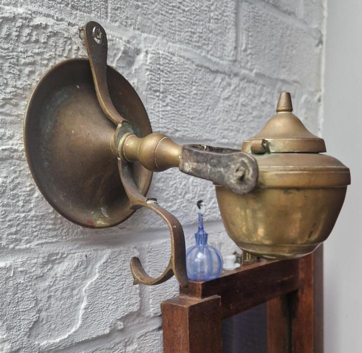 Klein Antiek nautisch wand olielampje Cardanische ophanging, Verzamelen, Scheepvaart, Gebruikt, Gebruiksvoorwerp, Motorboot of Zeilboot