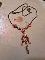 Vintage strass collier ketting bloemen costume jewelry boho, Overige materialen, Met strass, Ophalen of Verzenden, Zo goed als nieuw