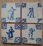 4 antieke tegels, o.a. beroepen 17 e eeuw, Antiek en Kunst, Antiek | Wandborden en Tegels, Ophalen of Verzenden