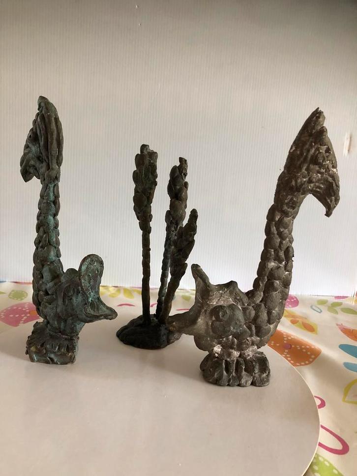 Bronzen beeldengroep met koi vissen, Antiek en Kunst, Kunst | Beelden en Houtsnijwerken, Ophalen of Verzenden