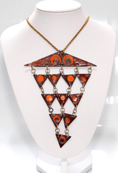 Schitterende Mid-Century Emaille Koper Draperie Ketting, Sieraden, Tassen en Uiterlijk, Kettingen, Gebruikt, Overige materialen