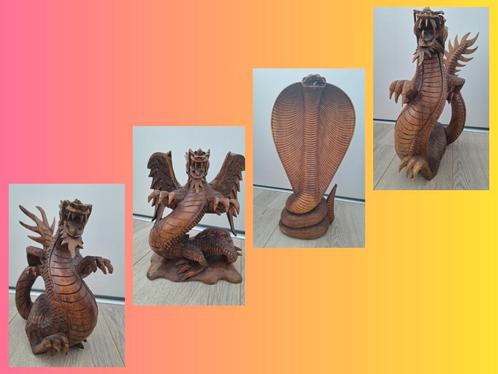 Houten beelden draak en slang, Antiek en Kunst, Kunst | Beelden en Houtsnijwerken, Ophalen