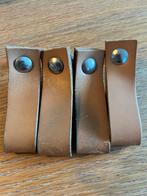 4 leren kastknoppen deurgrepen 10x3cm, Ophalen of Verzenden, Zo goed als nieuw