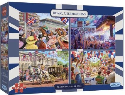 Gibsons - Royal Celebrations - 4x500 stukjes  (AANBIEDING), Hobby en Vrije tijd, Denksport en Puzzels, Nieuw, Legpuzzel, 500 t/m 1500 stukjes