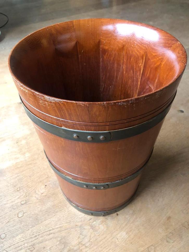 Mooie oude houten paraplubak / houten ton - Hoogte: 43 cm, Huis en Inrichting, Woonaccessoires | Paraplubakken, Gebruikt, Hout