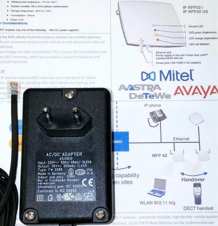FRIWO FW3288 38V 0.3A RFP L32 IP Adapter 4513610 Avaya Mitel, Telecommunicatie, Datacommunicatie en VoIP, Zo goed als nieuw, Toebehoren